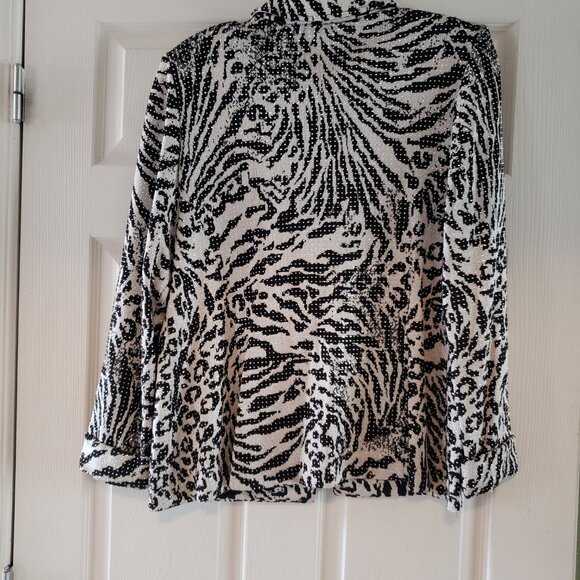St John evening knit jacket black white rhinestones embellished blazer size 6 - Picture 11 of 16